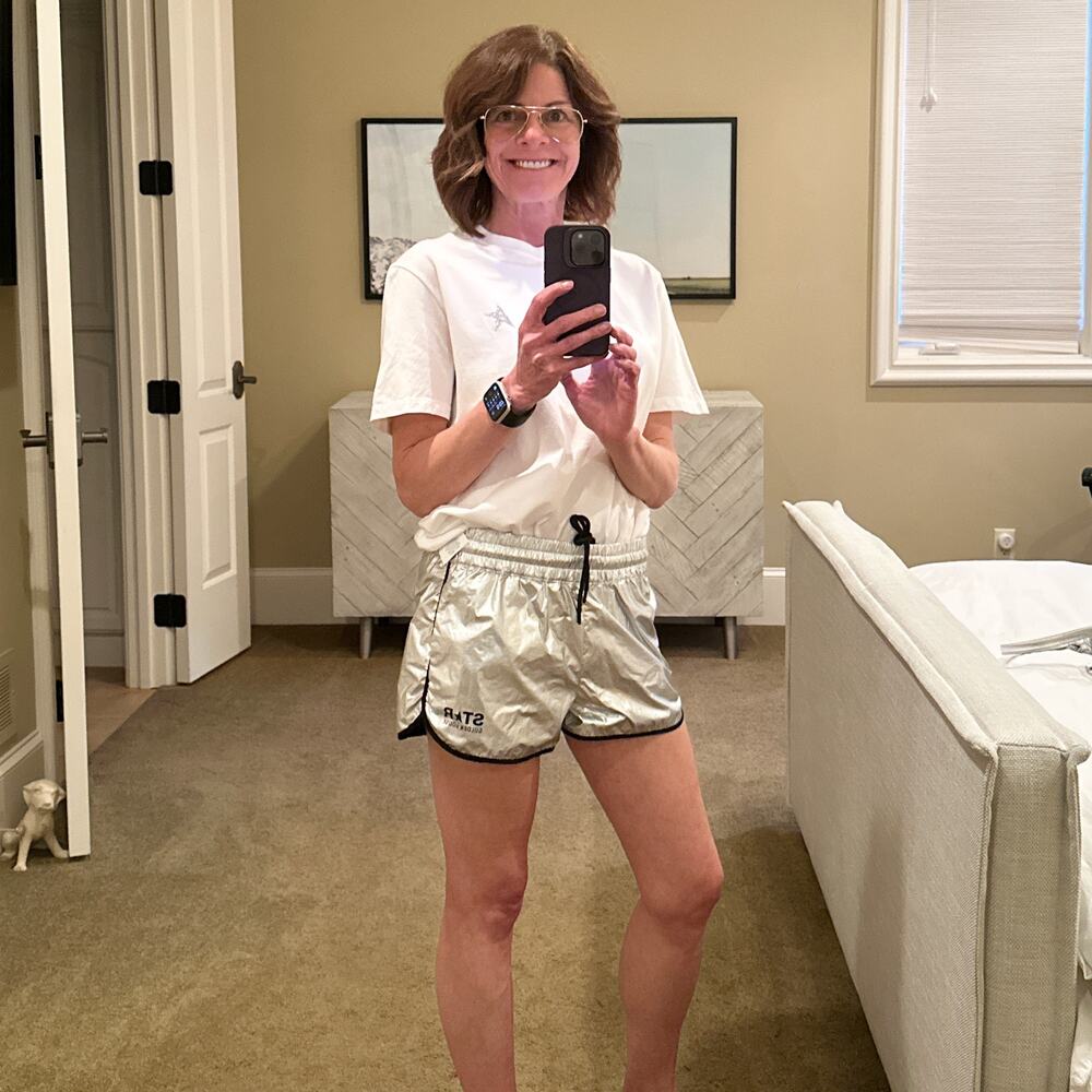 GOLDEN GOOSE Sports Diana Metallic Shorts in Silver/Black XS - Picture 5 of 14